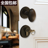 现代门锁室内纯铜卧室欧式门铜锁美式球形分锁现代仿古黑色通道锁