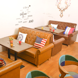 定制/简约美式卡座咖啡厅沙发桌椅组合办公奶茶茶店西餐厅KTV酒吧