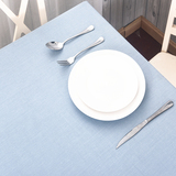 地中海桌布简约色织布艺浅蓝色桌布纯色餐桌布茶几布台布欧式定做