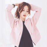 春韩版小香风粉色长袖棒球服太空棉短款上衣外套学生宽松夹克衫女