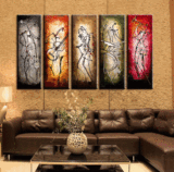 现代欧式人物舞蹈音乐组合抽象油画装饰挂画手绘客厅玄关装饰油画