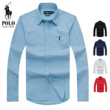 正品保罗polo男士长袖衬衫男装青年大码修身商务休闲纯棉纯色衬衣