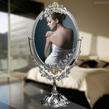 欧式化妆镜 高档复古公主铜法式优雅双面可翻转便携家用镜子