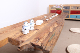 老榆木茶台 复古风化纹茶桌 纯实木风化老板子原生态餐桌现货台面