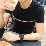 2016男装青春流行韩版修身潮男青少年男士短袖t恤夏季纯棉v领半袖