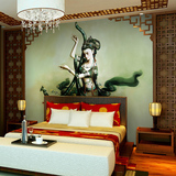 中式明清古典壁纸敦煌飞天女仙女大型壁画酒店房间卧室床头墙墙纸