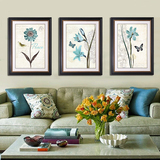 美式乡村客厅三联沙发背景墙画有框壁画现代简约花卉装饰挂画油画