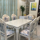 欧式大理石实木餐桌椅组合客厅长方形餐桌6人4人法式白色雕花新款