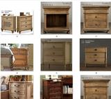 美式乡村床头柜家具橡木实木百叶门床边柜厂家直销卧室家具可定制