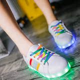 七彩发光鞋USB充电LED灯鞋女夜光跑步鞋休闲平底板鞋荧光鞋新款鞋
