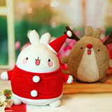 可爱圣诞老人款土豆兔Molang公仔麋鹿毛绒玩具圣诞节礼物女生包邮