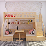 多功能实木儿童床高低子母床双层书桌床成人上下铺床滑梯柜组合床