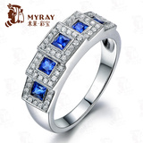 米莱珠宝 0.60克拉斯里兰卡皇家蓝蓝宝石戒指 18K金镶嵌钻石彩宝G