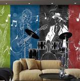 韩式艺术乐器涂鸦墙纸大型壁画舞蹈室咖啡店墙纸酒吧KTV工装壁纸
