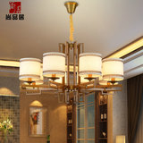 新中式吊灯现代简约布艺中式仿古铜灯具客厅卧室复古铁艺吊灯