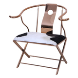 不锈钢太师餐椅中式绒布围椅仿古明清黑白奶牛真皮椅休闲扶手椅子