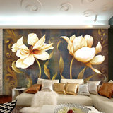 卧室客厅影视墙电视背景壁纸墙纸 欧式风格复古油画大型壁画花卉