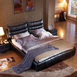 现代简约软床 小户型卧室组合婚床 真皮床1.5米 时尚皮艺软体家具