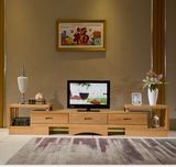 简约现代实木电视柜带抽可伸缩储物地柜进口榉木中式客厅卧室家具