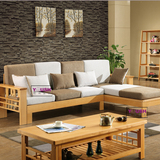 实木沙发 全榉木可拆洗布套多功能伸缩转角贵妃小户型客厅沙发床