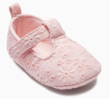 英国NEXT代购童装2016春款女宝宝粉色钩针花婴儿步前鞋学步鞋现货