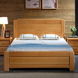 新款 全实木床 榉木床 双人床1.5/1.8米m平板中式大床储物高箱床