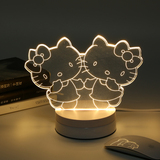 双hello kitty儿童公主床头桌面LED小夜灯三维立体台灯个性3D台灯