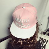 韩版字母帽子女士夏天潮款刺绣棒球帽粉色清新嘻哈帽街头平沿帽子