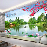 中式壁画高清山水情山水风景电视背景墙纸客厅沙发卧室壁纸壁画