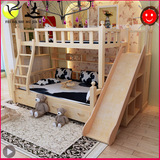 儿童床公主床高低子母床实木带护栏上下床上下铺床双层床带滑梯床