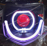 三代目劲战大灯总成林海极光摩托车改装Q5海拉双光透镜方形天使眼