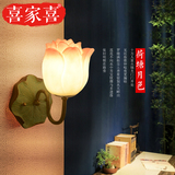 新中式壁灯仿古荷花卧室床头灯客厅餐厅楼梯过道创意莲花装饰壁灯