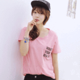 2016新款夏季女装短袖T恤韩版宽松显瘦T桖字母印花半截袖体血衫潮