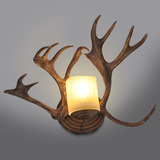 复古创意墙灯鹿角壁灯客厅床头卧室个性装饰鹿头过道灯美式灯具