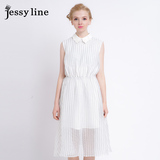 jessyline2016夏季新款 杰茜莱条纹雪纺连衣裙杰西莱正品代购
