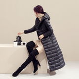 2016韩版薄款羽绒服女装修身长款大码冬季外套过膝连帽大衣
