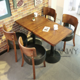 批发简约咖啡厅实木餐椅休闲奶茶店椅子现代复古茶餐厅餐桌椅组合