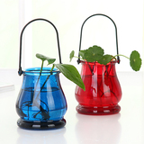 创意欧式现代花瓶玻璃透明客厅插花水培桌面悬挂简约小摆件吊瓶