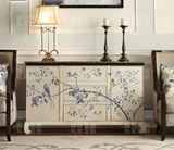 美式新古典实木玄关柜 餐边柜 后现代门厅欧式时尚手绘奢华装饰柜