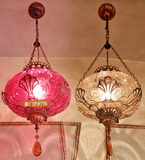 地中海过道吊灯东南亚风格灯具漫咖啡彩色玻璃吊灯餐厅阳台吧台灯