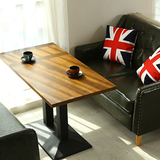 实木餐桌美式复古北欧简约方形圆形小餐桌阳台休闲咖啡厅办公书桌