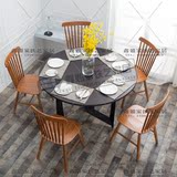 北欧实木大圆桌圆形餐桌loft复古创意铁艺饭桌咖啡桌设计师家具