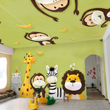 护眼卡通儿童房壁纸宝宝幼儿园背景墙纸卧室动物园无纺布大型壁画