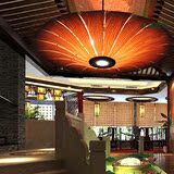 新中式餐厅吊灯日式韩式酒店灯茶室过道个性木皮仿古实木中式灯具