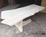 美式乡村复古原木大板餐桌椅子组合成套铁艺餐厅不规则实木吃饭桌
