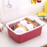 厨房碗柜塑料带盖箱沥水架置物架餐具碗筷放碗架碗碟架盘子收纳盒