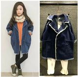 2016春秋韩国男童装女童牛仔外套中长款薄中大童上衣儿童宝风衣潮