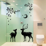 鹿动物墙画贴纸艺术墙贴客厅玻璃门房间背景墙壁墙上贴画装饰创意