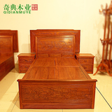 多规格红木单人床 非洲花梨山水明清中式双人床雕花储物实木大床