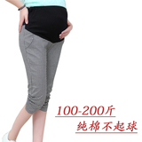 夏季孕妇装外穿七分裤加肥加大码纯棉宽松运动孕妇短裤薄款200斤